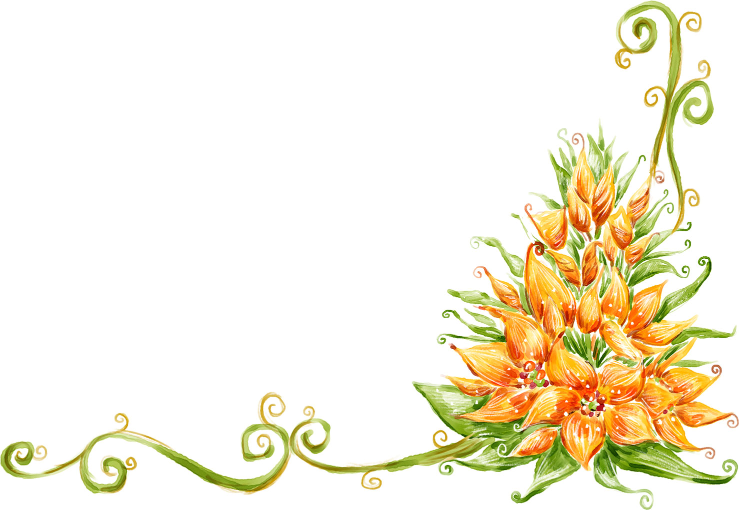 オレンジ色の花のイラスト フリー素材 No 4 手書き風コーナー