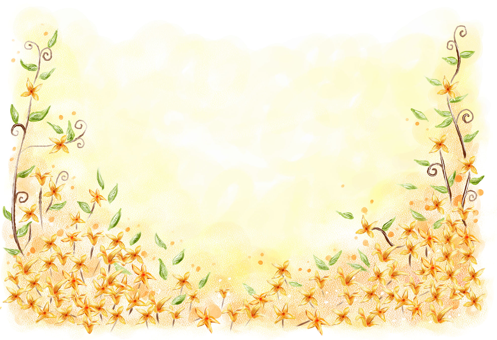 花のイラスト フリー素材 フレーム枠no 412 黄色い花々