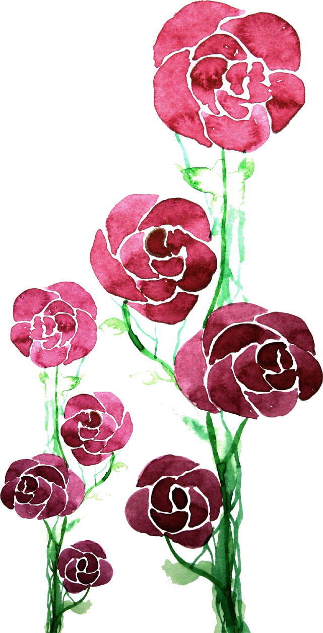 赤い花のイラスト フリー素材 No 313 版画 水彩画風
