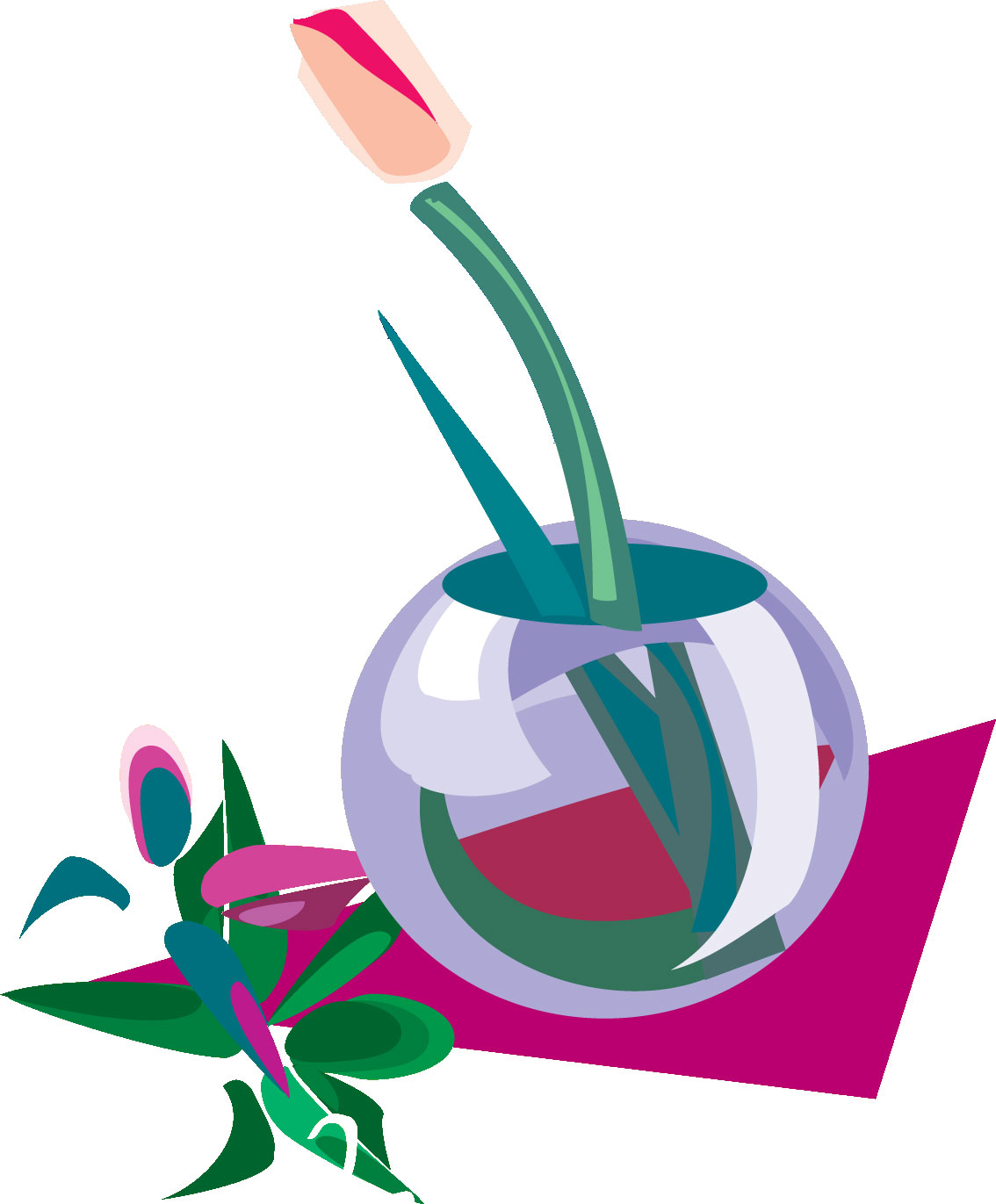 チューリップのイラスト見本-花瓶の花５