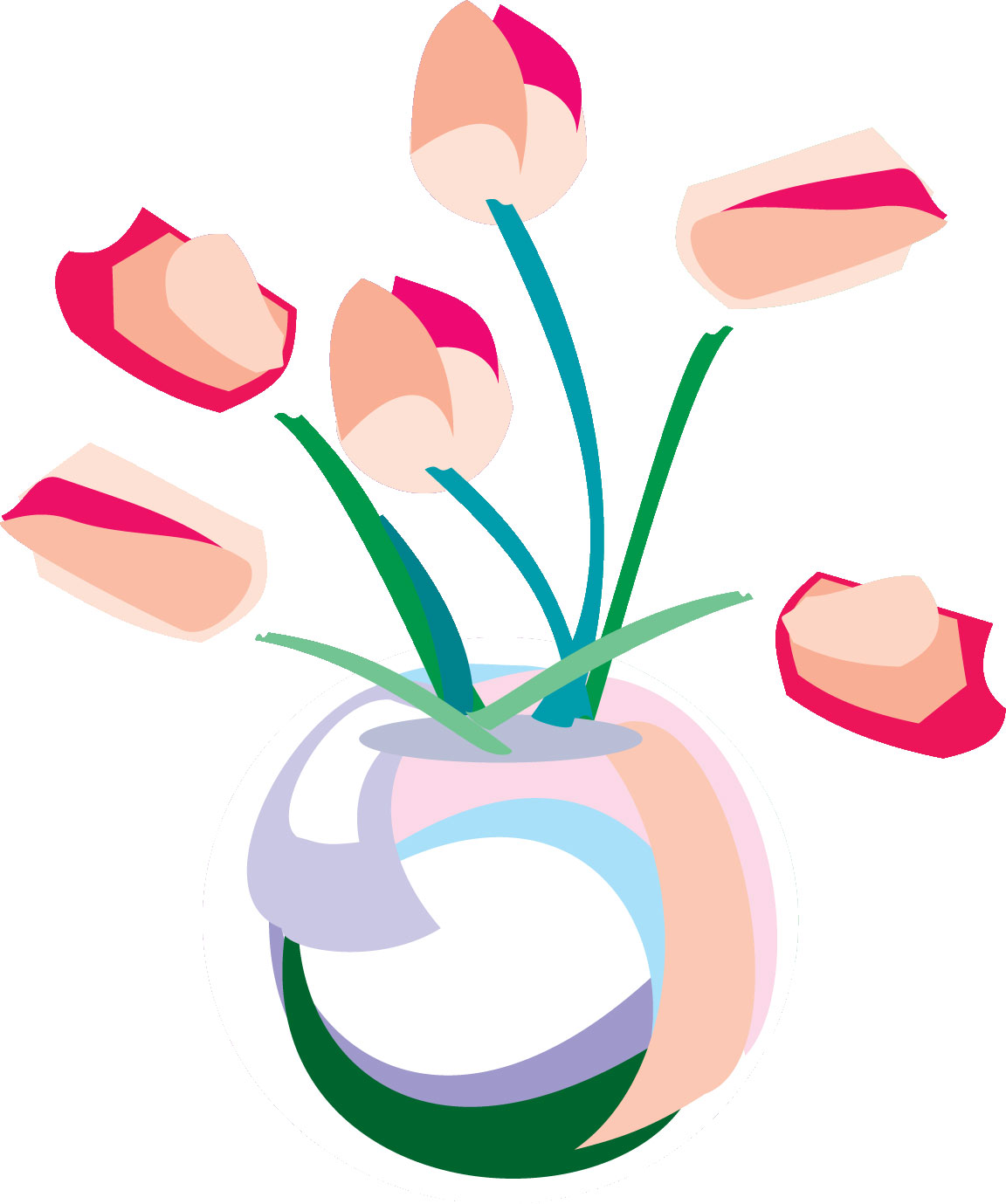 チューリップのイラスト見本-花瓶の花６