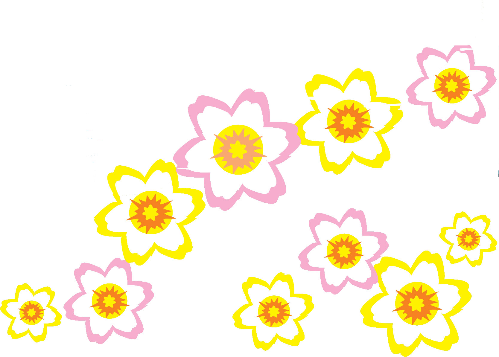 サクラのイラスト見本-桜の花びら・黄と紫
