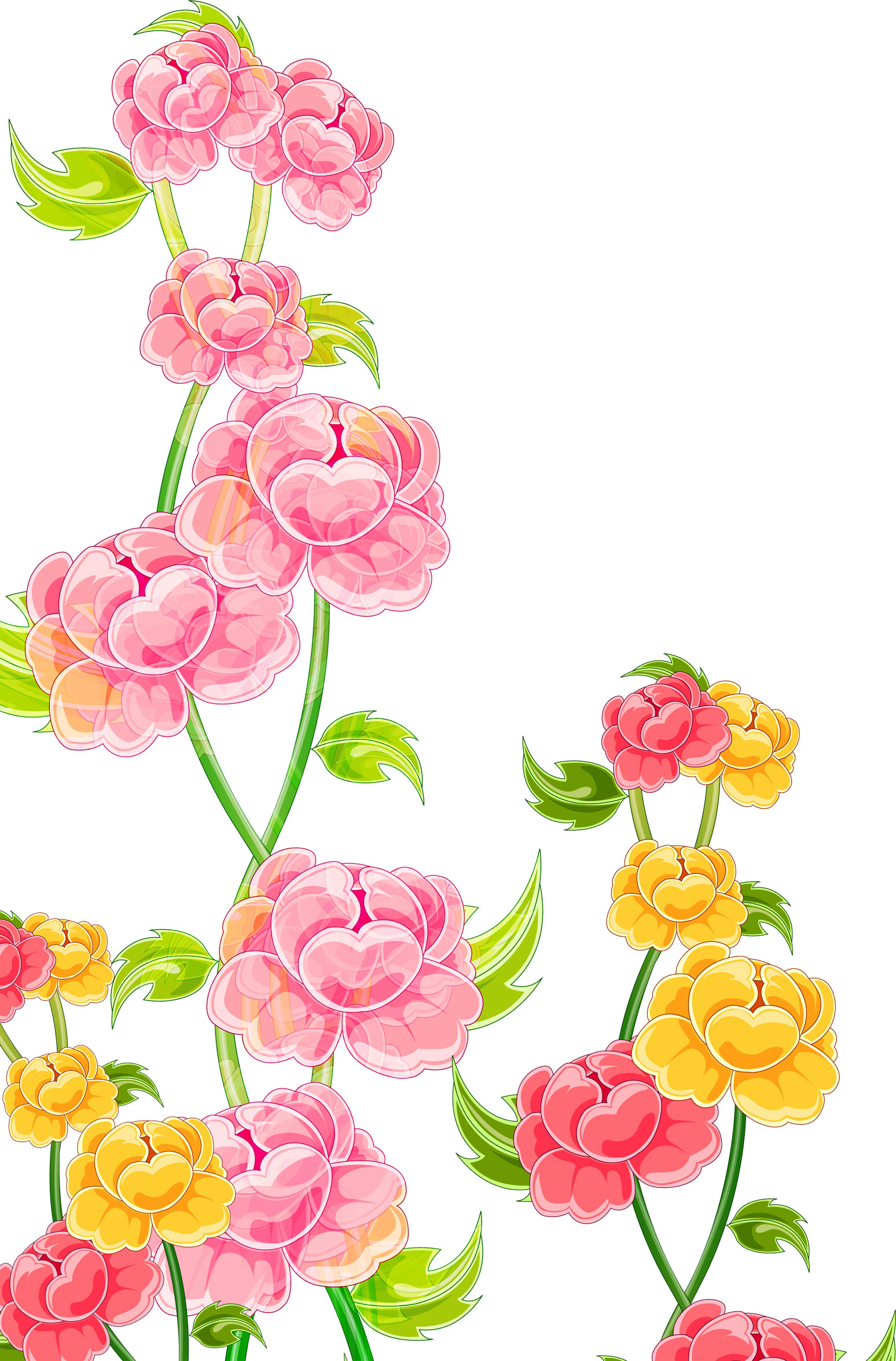 フルカラー・カラフルな花のイラスト・フリー素材／No.325『光沢フラワー 黄ピンク』