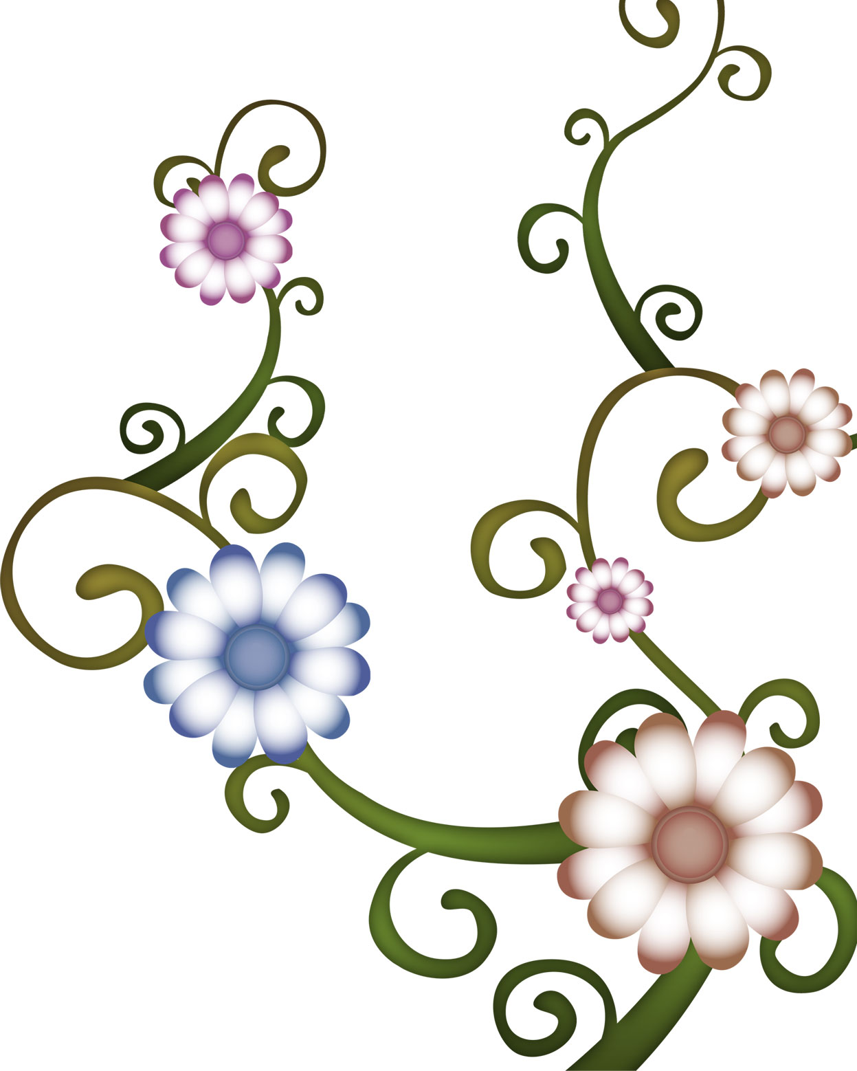 ポップでかわいい花のイラスト フリー素材 No 345 蔦 青 紫
