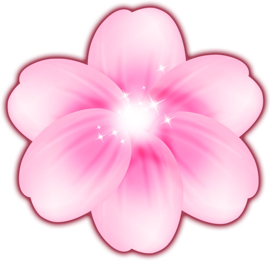 ピンクの花のイラスト フリー素材 No 039 ピンク 光沢 キラキラ