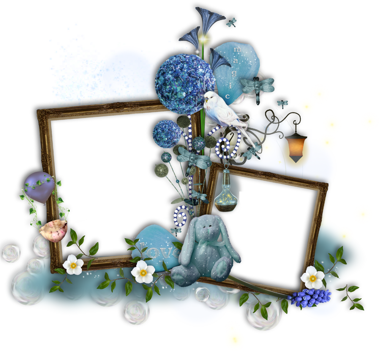 花のイラスト フリー素材 フレーム枠no 436 額縁 青いオブジェ