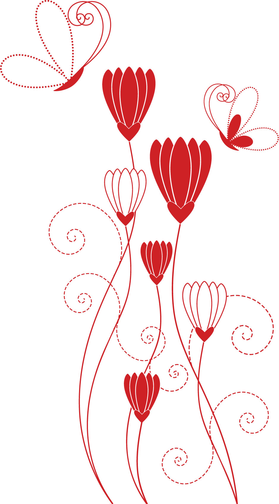 赤い花のイラスト フリー素材 No 322 花と蝶 赤白