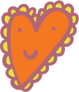オレンジ色の花のイラスト フリー素材 No 017 ハートの笑顔