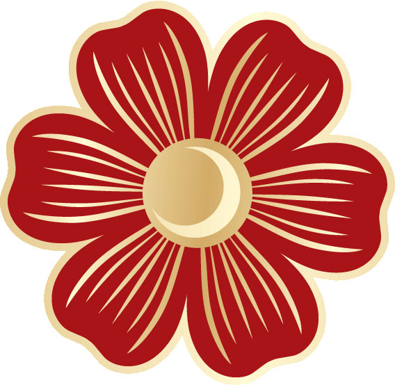 赤い花のイラスト-赤茶