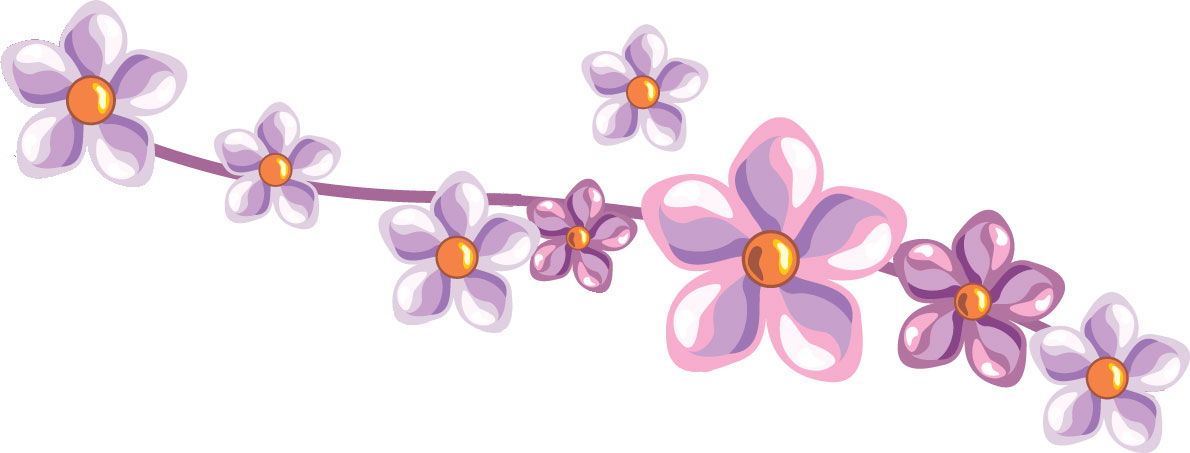 花のライン線イラスト-紫・光沢