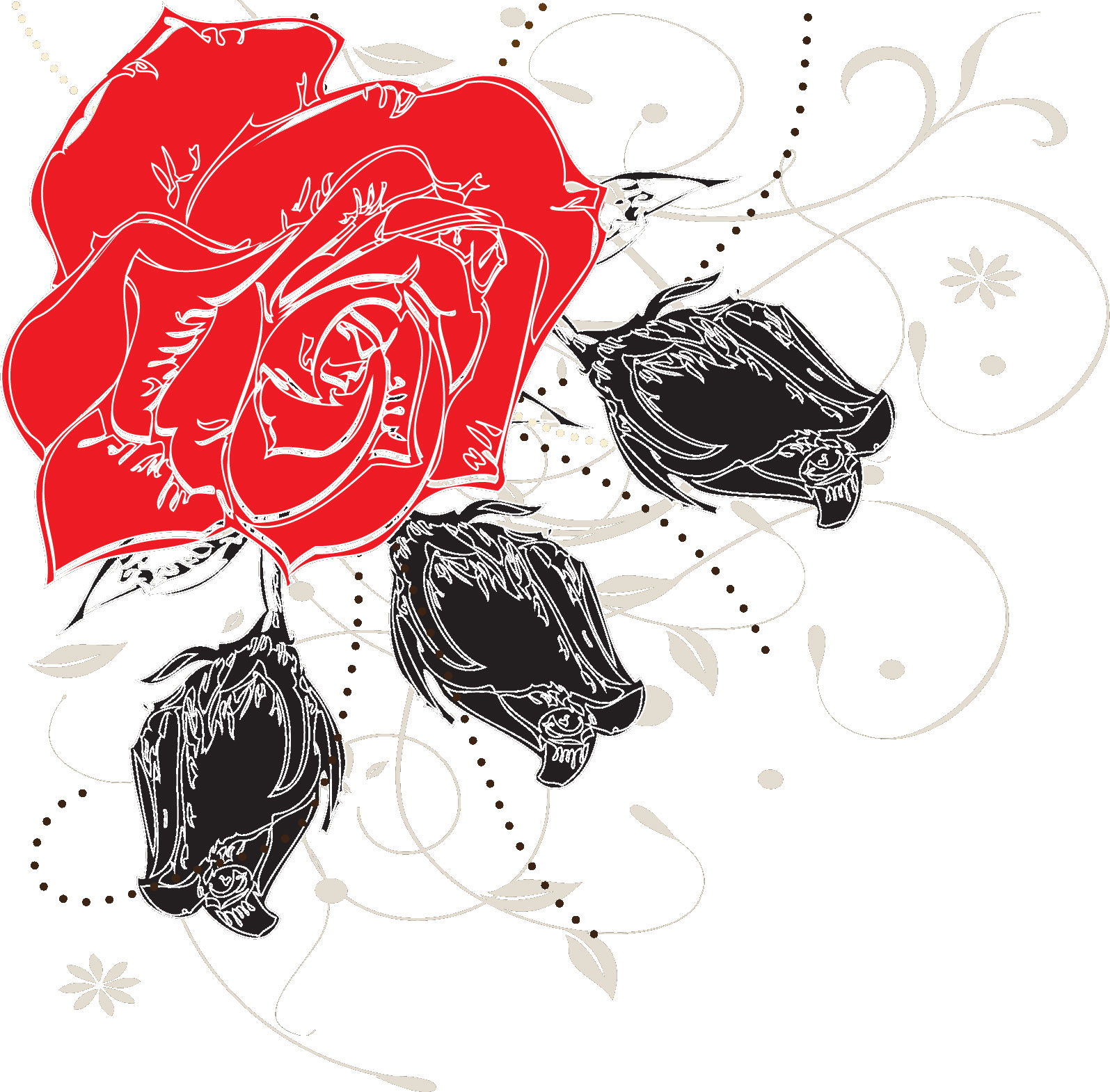 薔薇のイラスト見本-赤黒のバラ