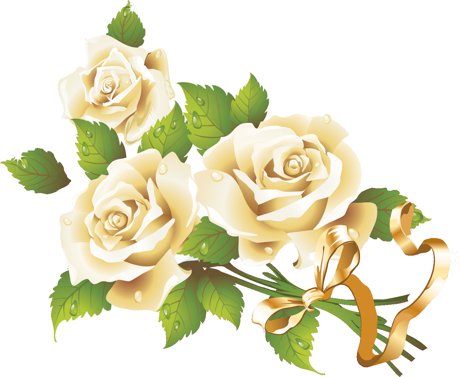 薔薇のイラスト見本-白バラ花束