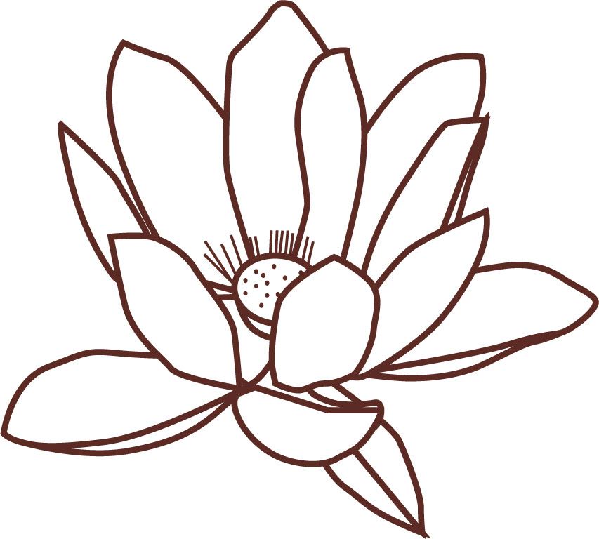 白黒 モノクロの花のイラスト フリー素材 花一輪no 731 蓮