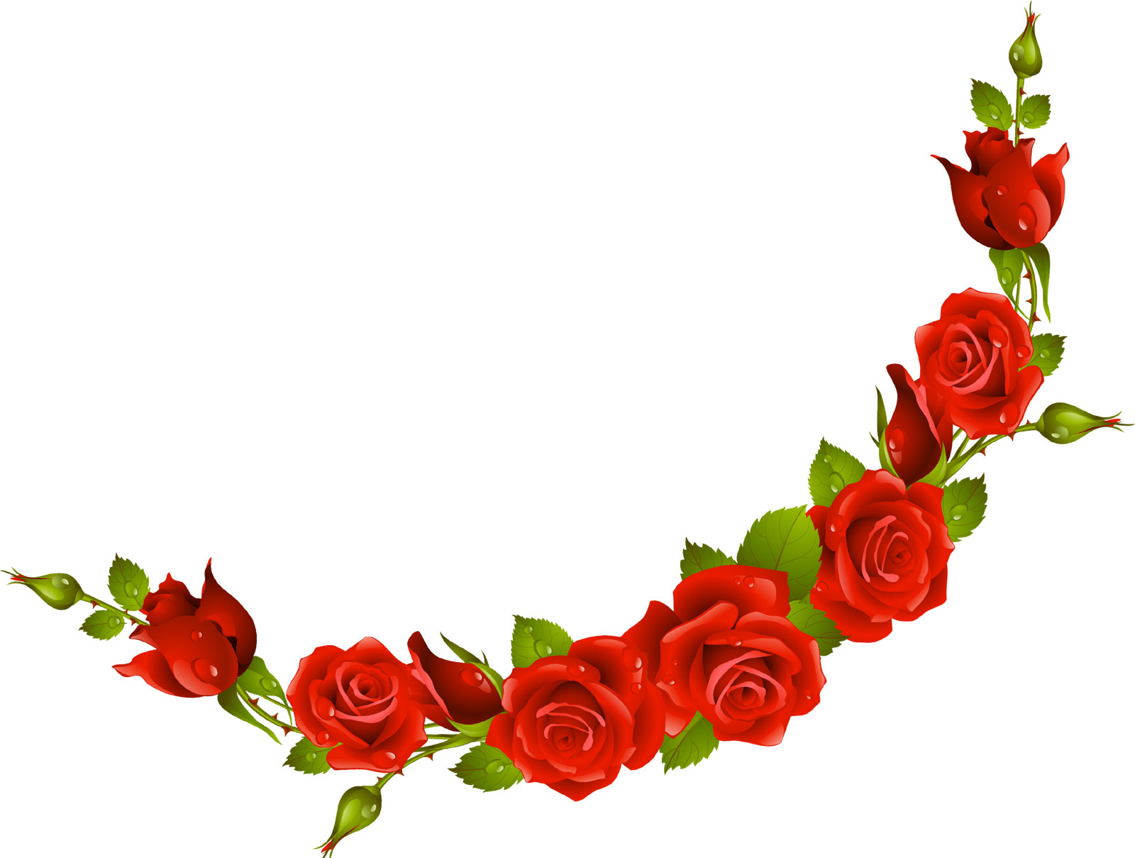 薔薇のイラスト見本-赤バラ・つぼみ・葉