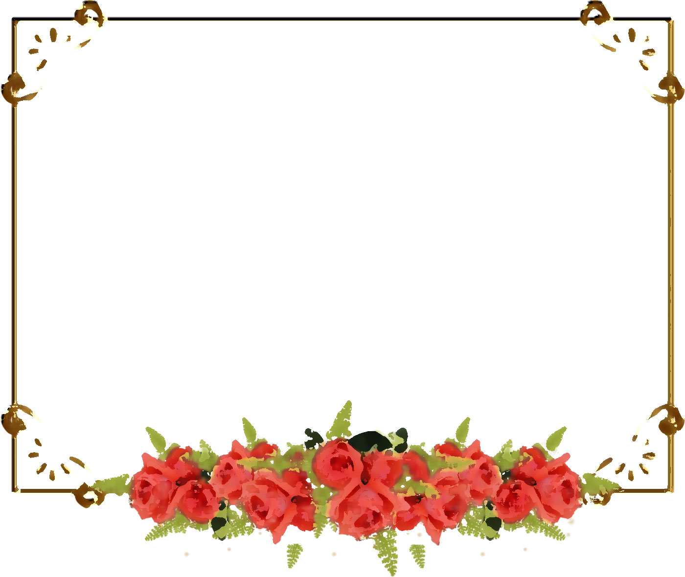 花のイラスト フリー素材 フレーム枠no 444 赤バラ センター
