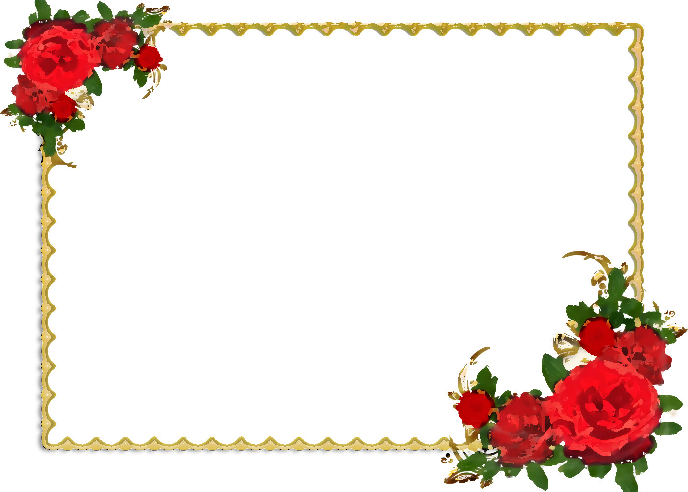 リアルな花のイラスト フリー素材 フレーム枠no 1247 赤バラ コーナー
