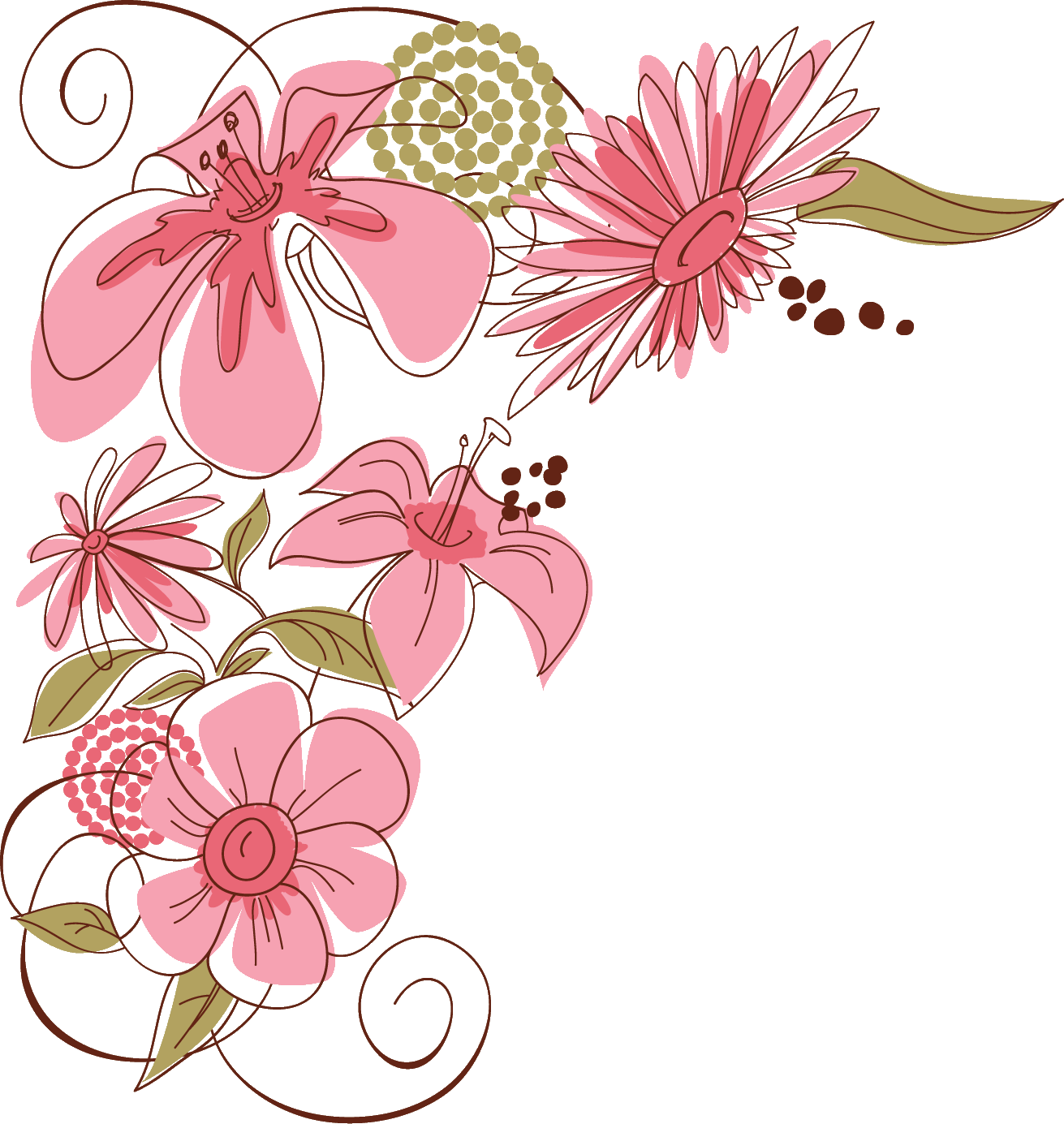 ピンクの花のイラスト フリー素材 No 341 ユリ ポップフラワー