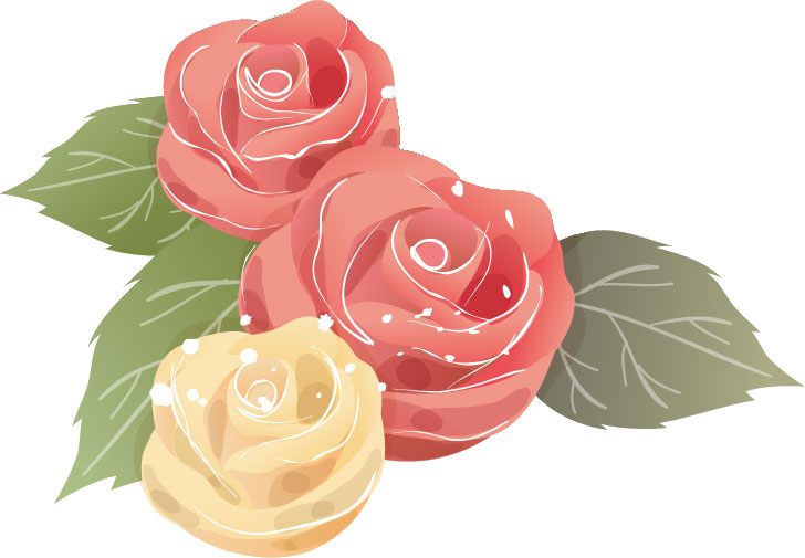 薔薇のイラスト見本-バラ三輪