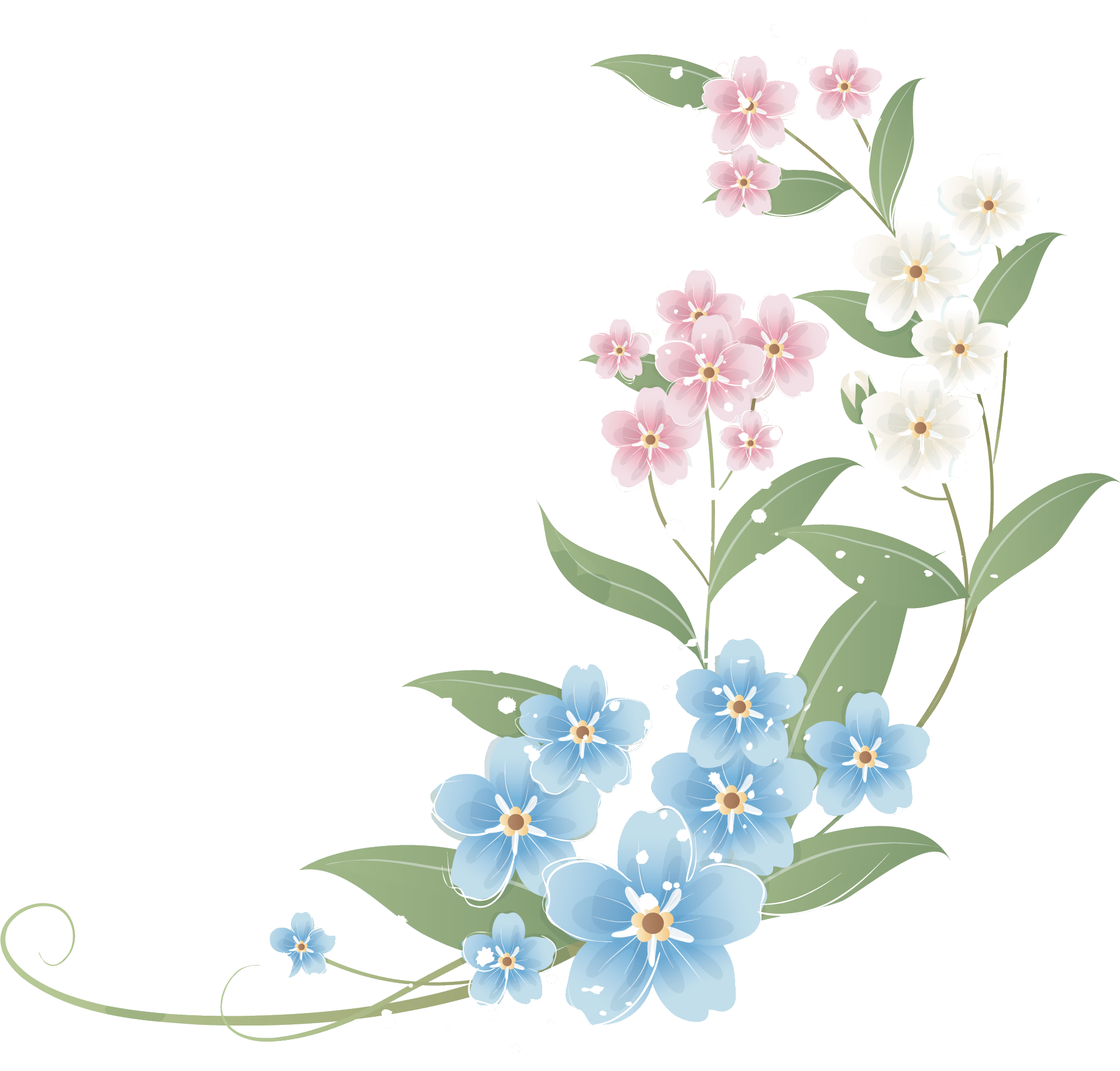 フルカラー カラフルな花のイラスト フリー素材 No 338 赤青白