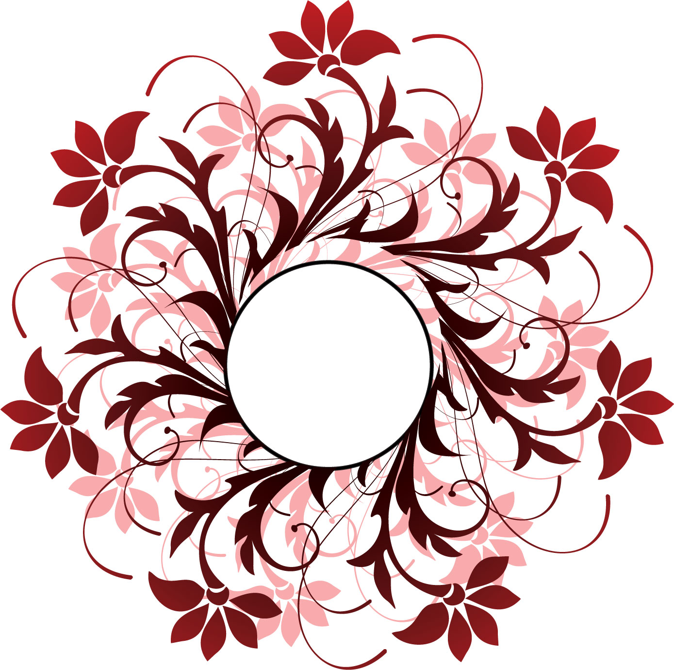 花のフレーム枠イラスト-ピンク・赤