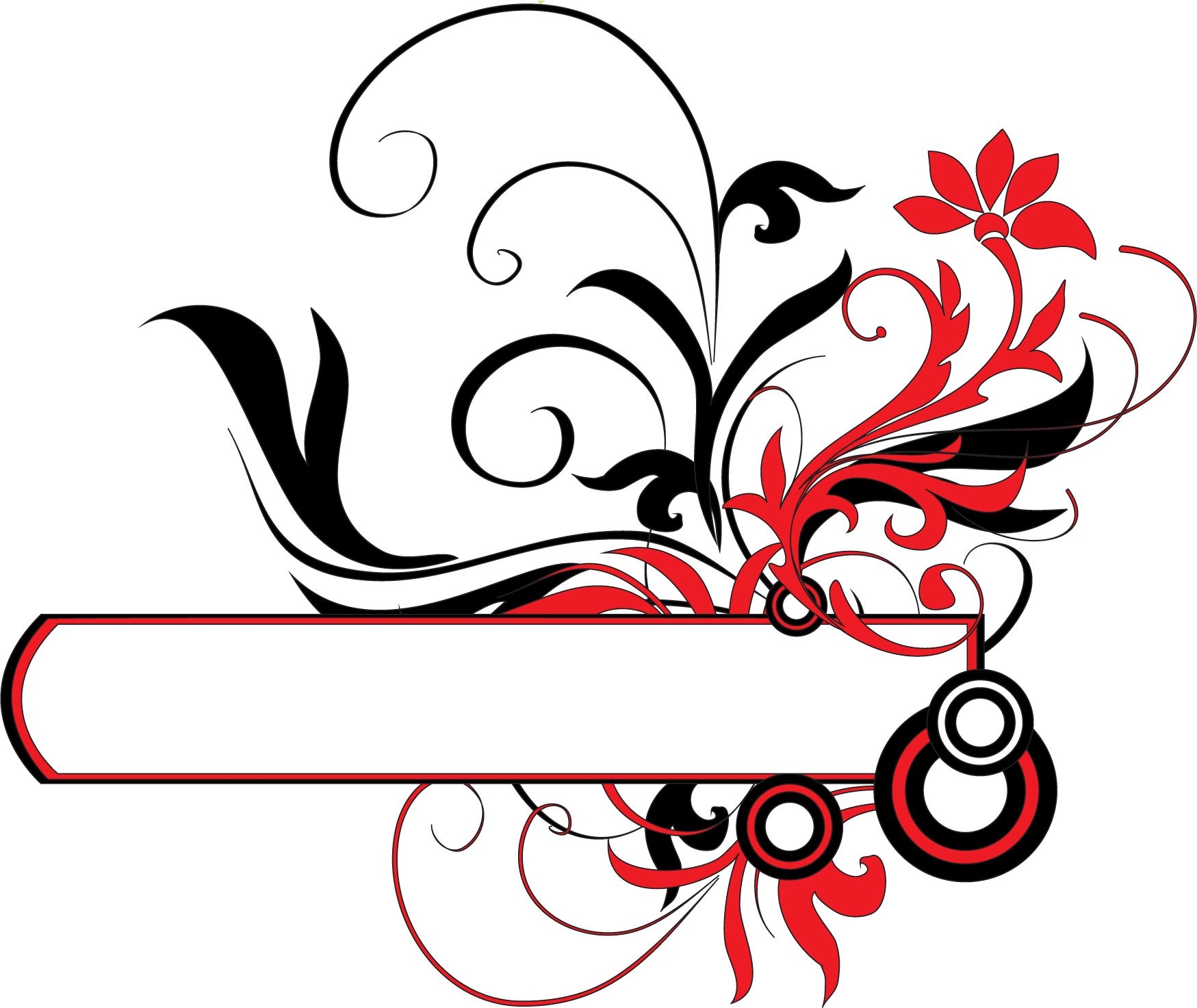 花のフレーム枠イラスト-赤黒二色