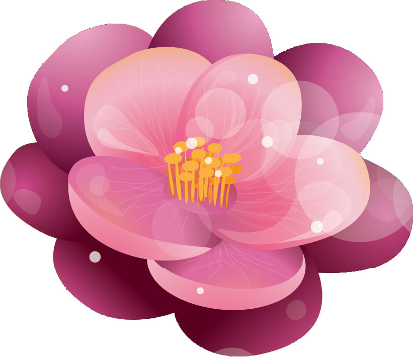 ポップでかわいい花のイラスト フリー素材 No 487 紫 おしべ