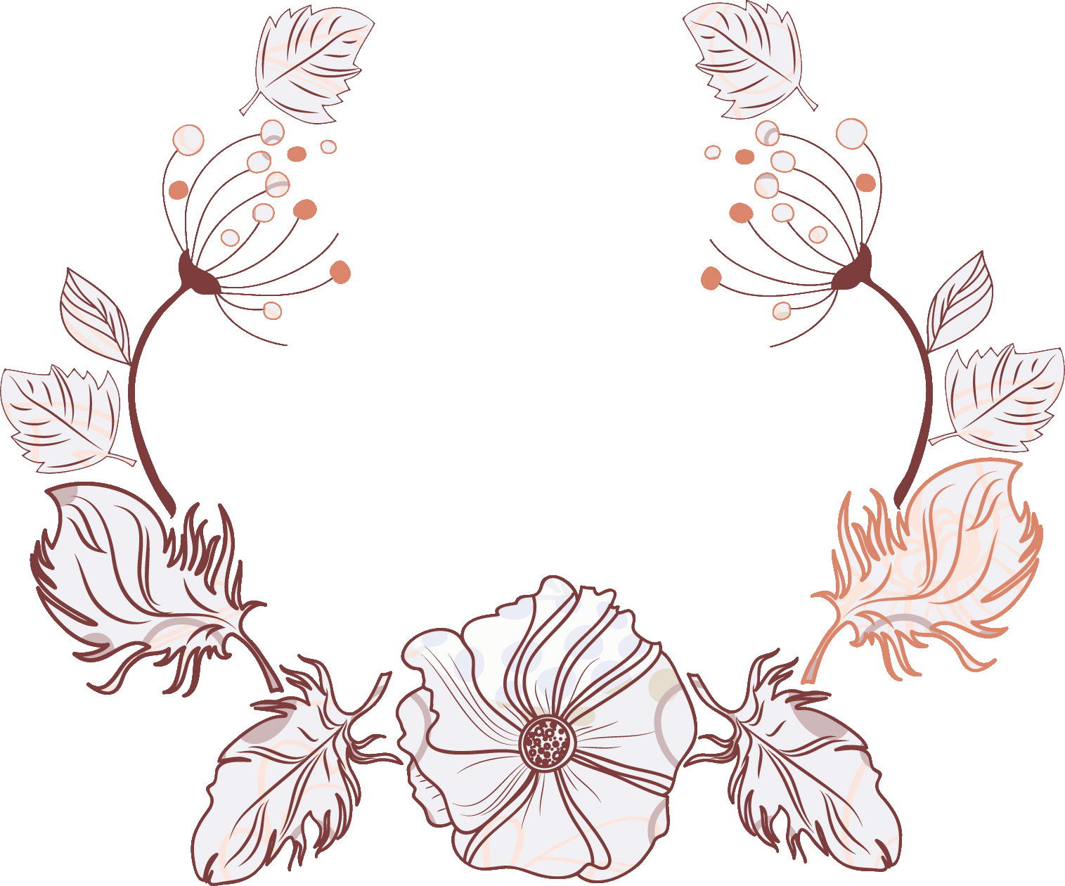 花のフレーム枠イラスト-水色・葉