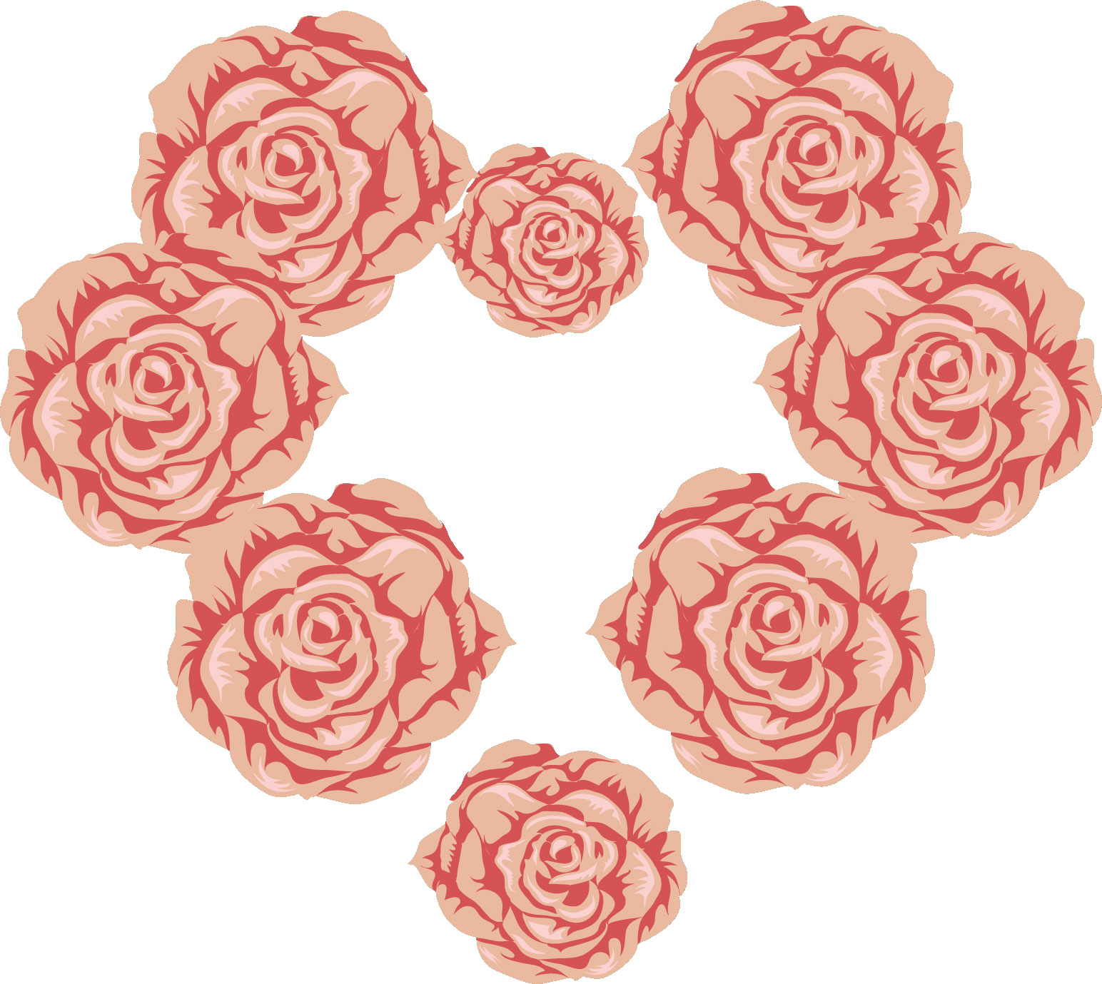薔薇のイラスト見本-ハート型のバラ