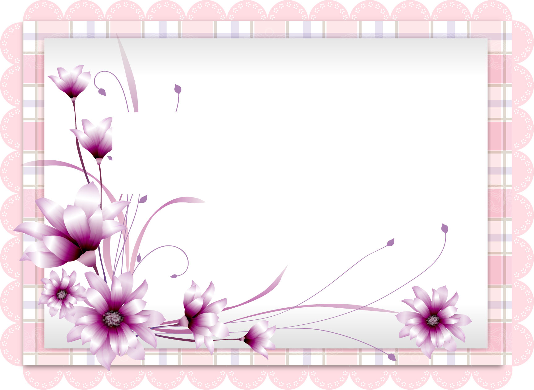 花のイラスト フリー素材 フレーム枠no 376 紫 ピンクのレース柄