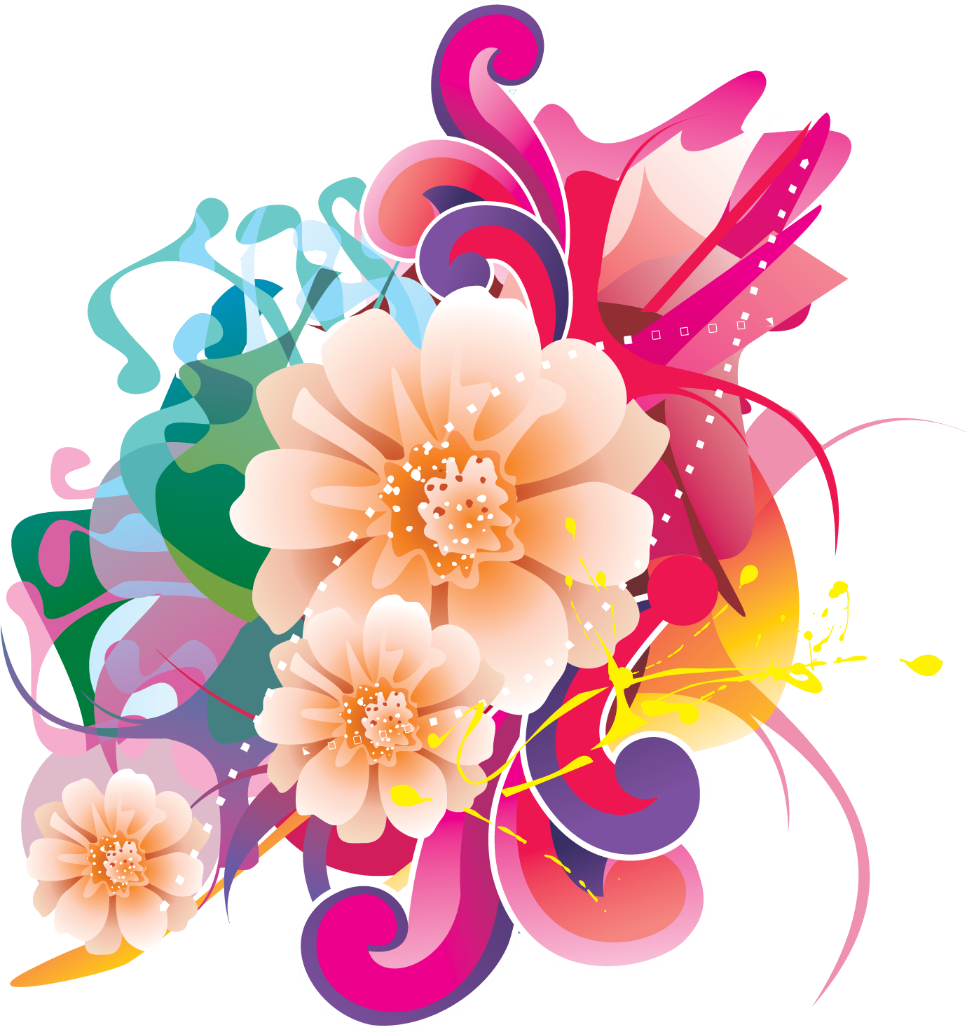 フルカラー カラフルな花のイラスト フリー素材 No 150 カラフル