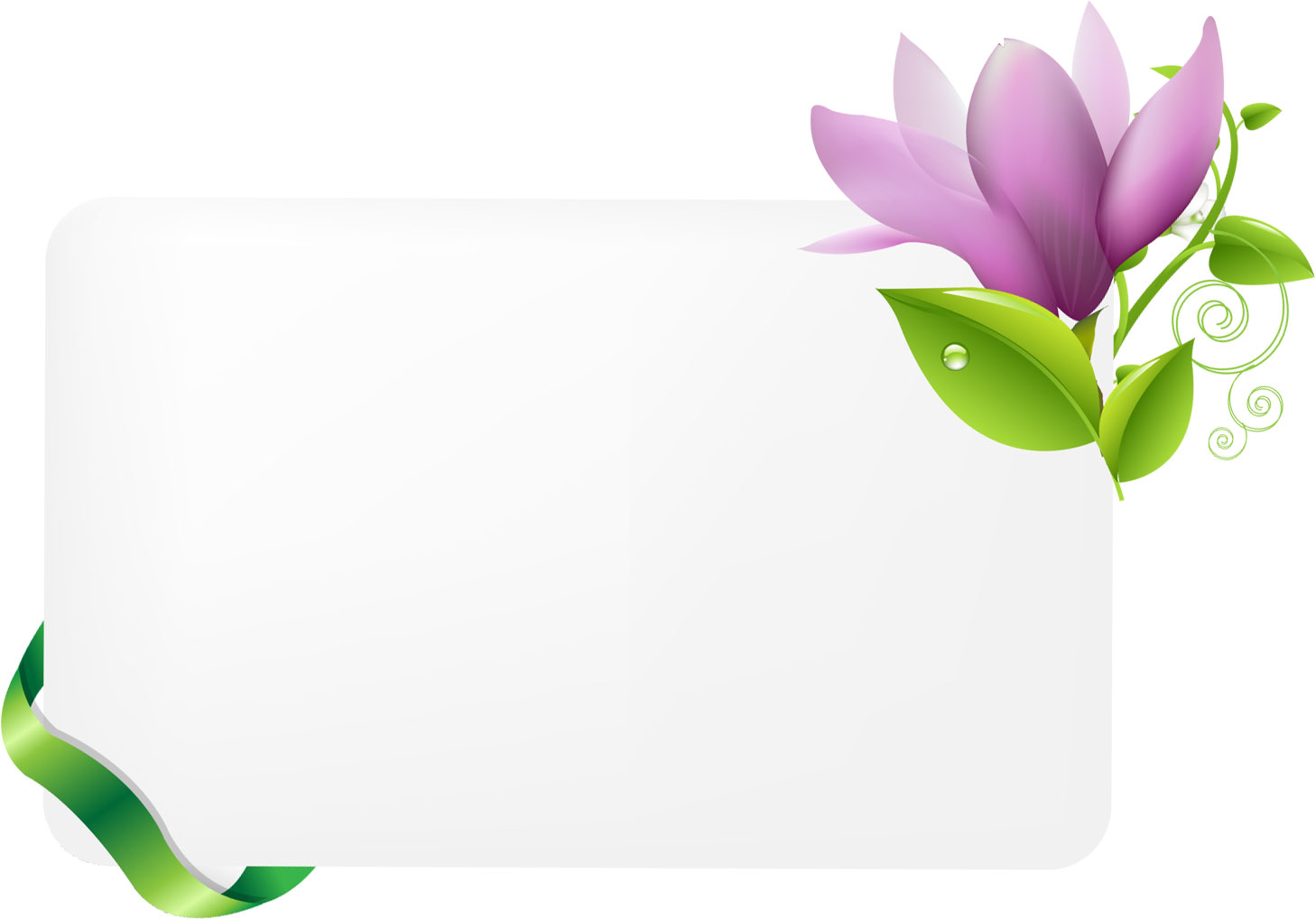 花のフレーム枠イラスト-白いカード・紫・葉