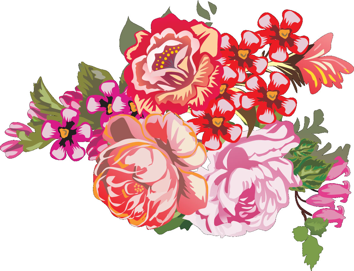 花のフルカラーイラスト-カラフル