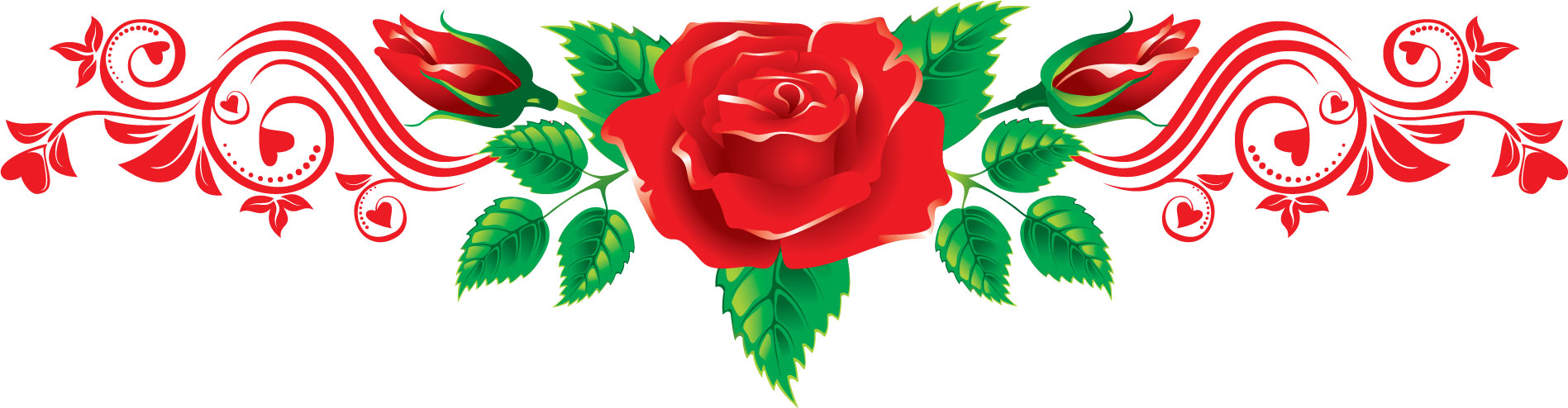薔薇のイラスト見本-赤いバラ・つぼみ・葉