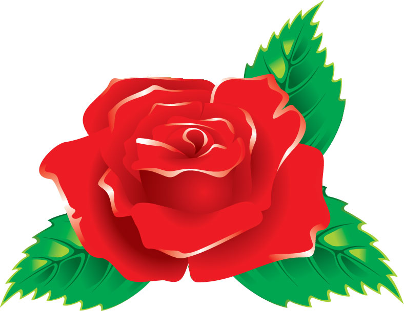 薔薇のイラスト見本-赤いバラ・葉