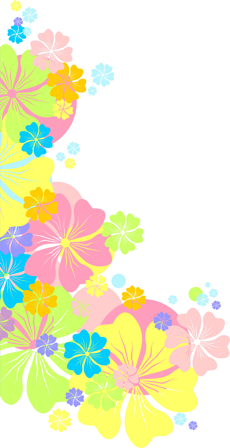 可愛い花のイラスト-淡いカラフルフラワー