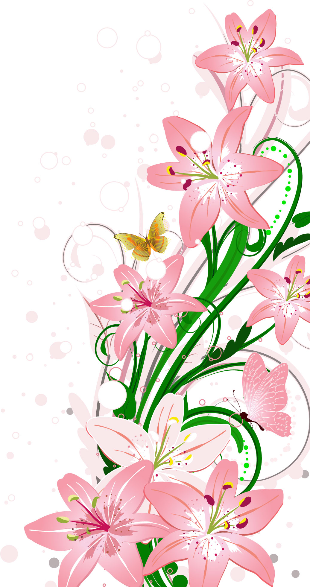 リアルな花のイラスト フリー素材 角 コーナー用no 1501 ピンクのユリ