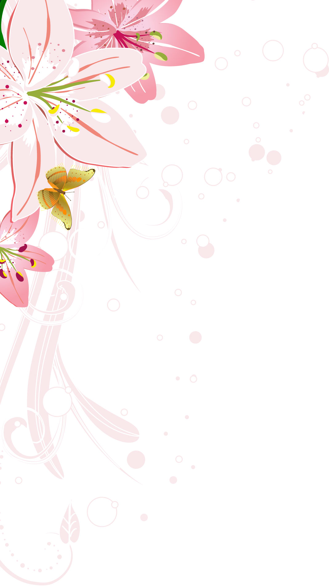 ピンクの花のイラスト フリー素材 No 349 ピンクのユリ 蝶