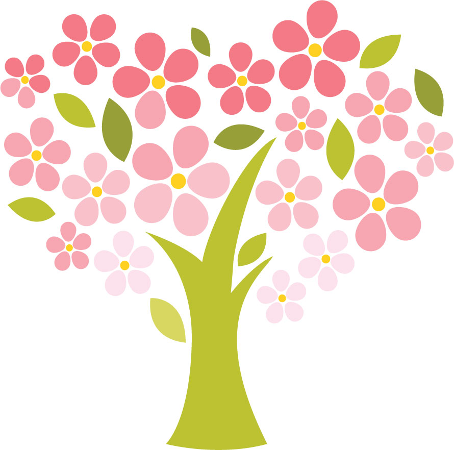 ポップでかわいい花のイラスト フリー素材 No 257 春の樹木 ピンク