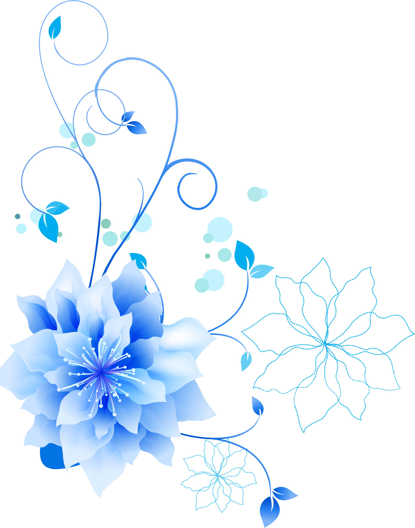 青い花のイラスト フリー素材 No 288 青 枝葉