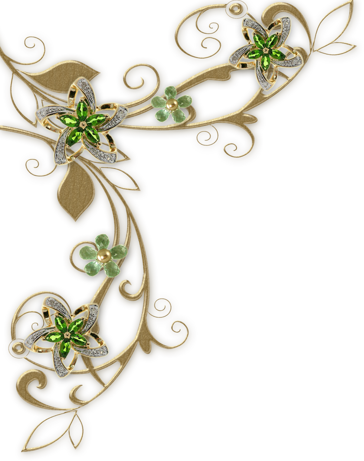 緑色の花のイラスト フリー素材 No 146 ゴージャス 宝石 緑