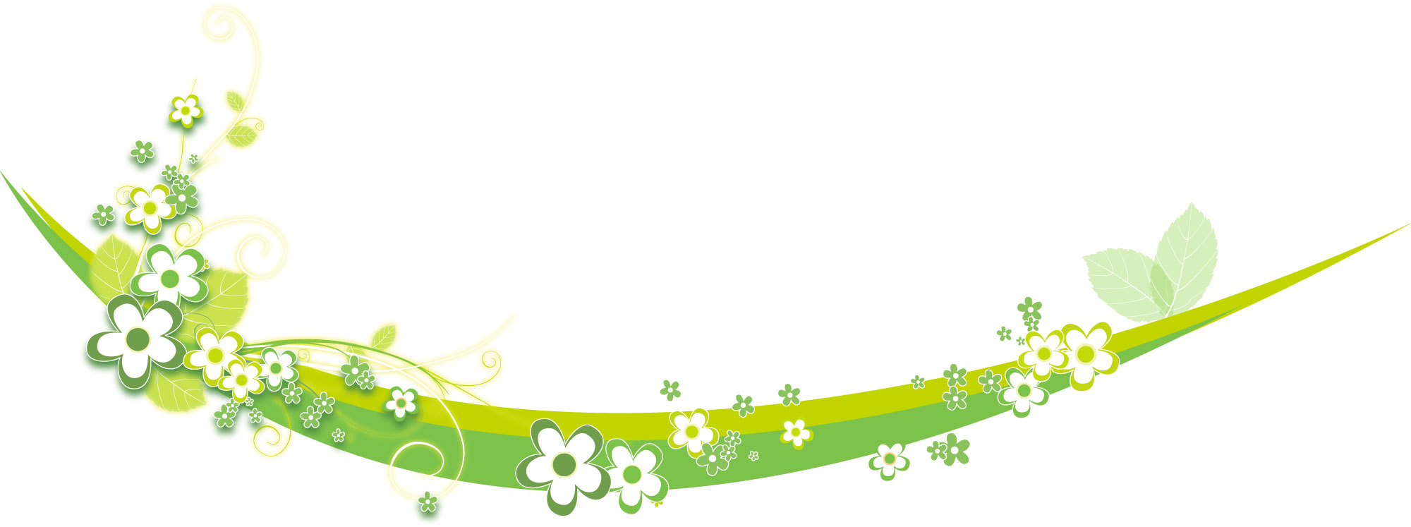 花のライン線イラスト-黄緑・葉