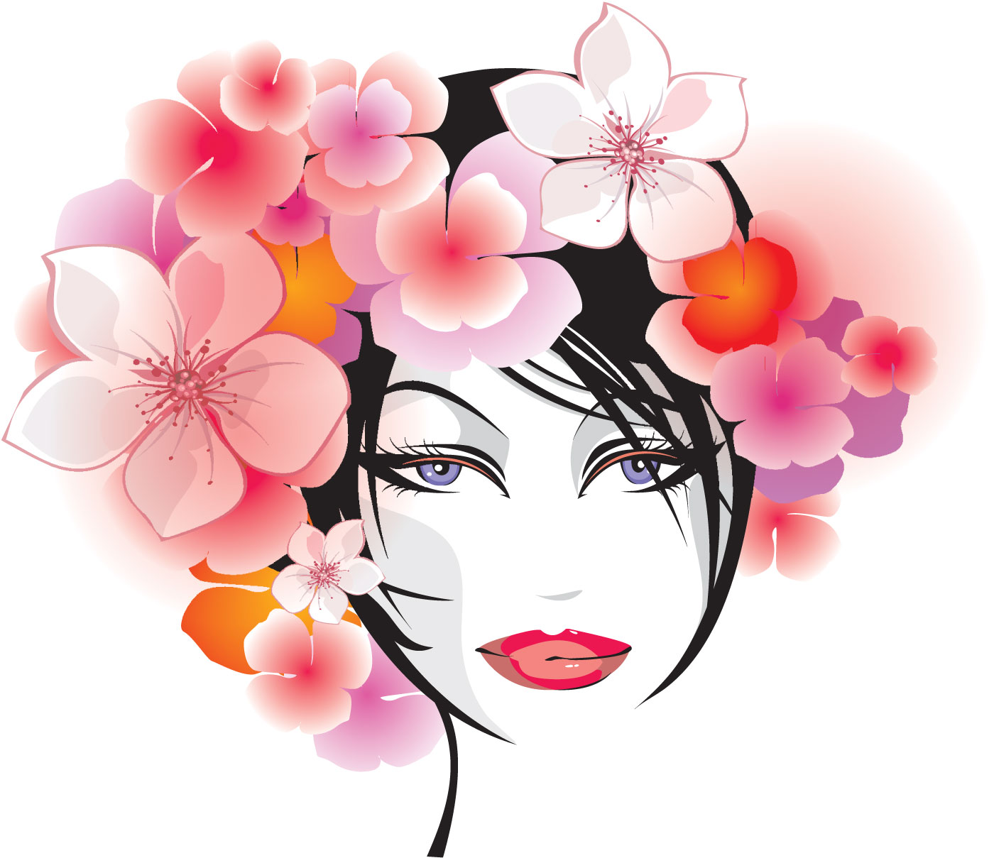 ポップでかわいい花のイラスト フリー素材 No 5 花ときれいな女性