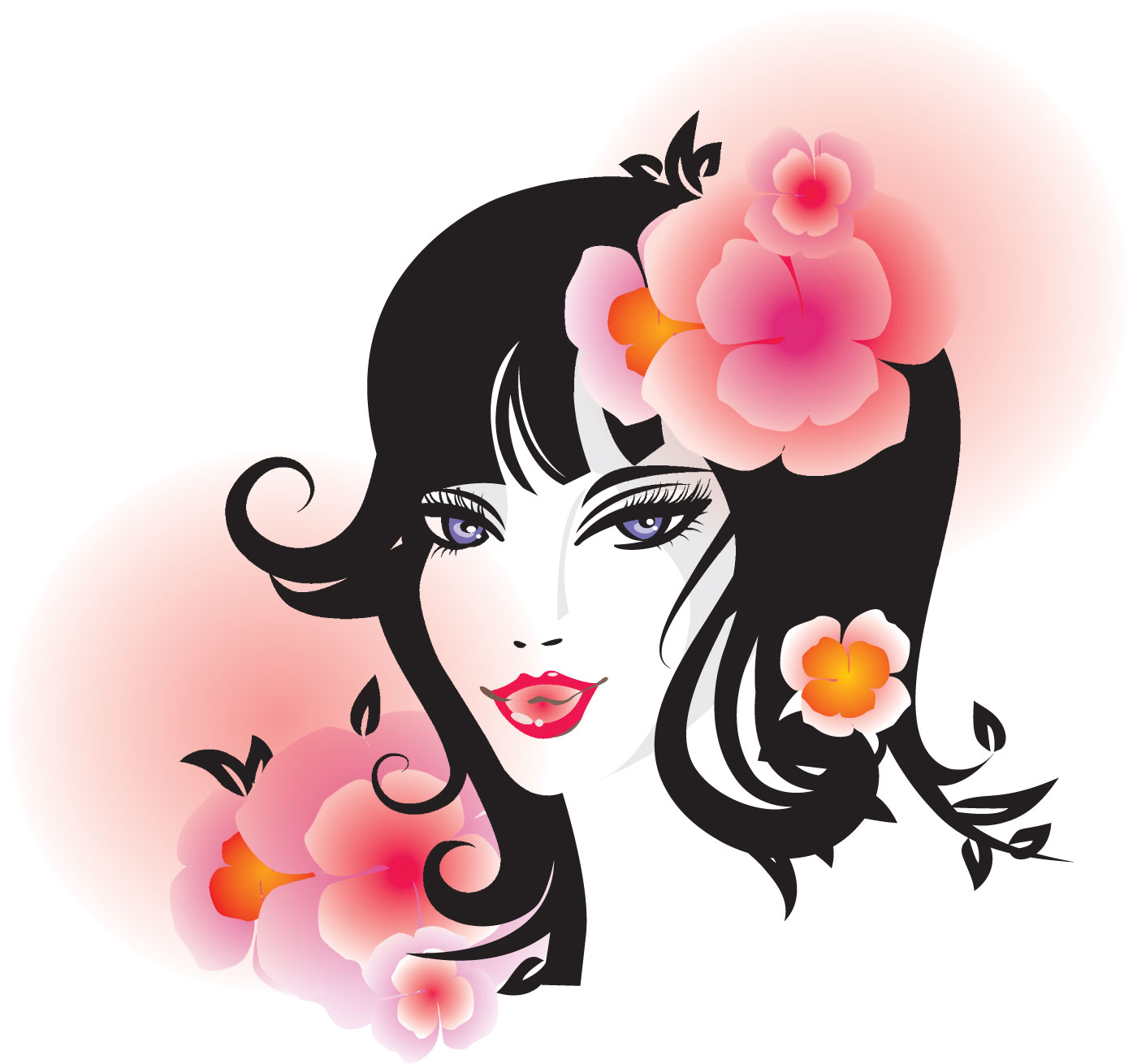 ポップでかわいい花のイラスト フリー素材 No 6 花ときれいな女性