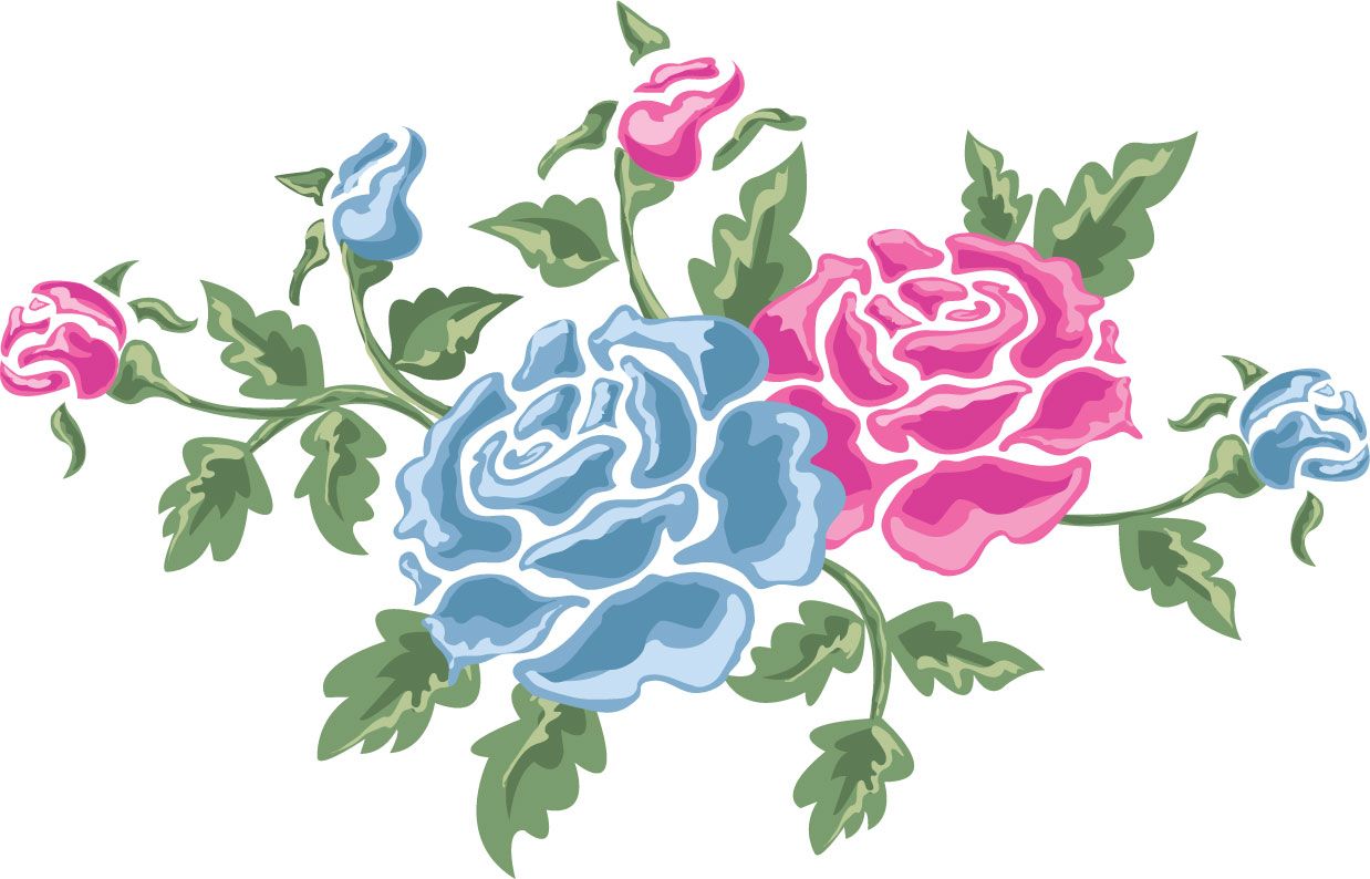 ポップでかわいい花のイラスト フリー素材 No 057 赤青のバラ