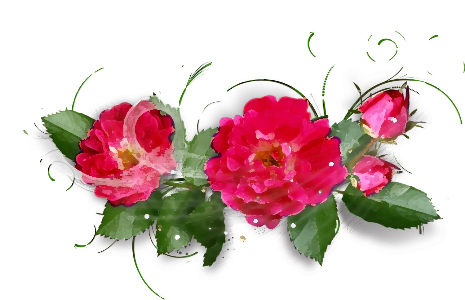 赤い花のイラスト フリー素材 No 391 赤いバラ つぼみ 葉