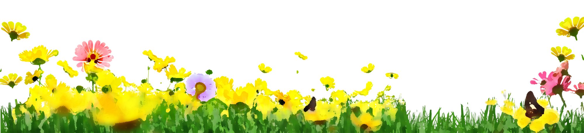 黄色い花のイラスト フリー素材 No 187 花畑 草むら 蝶