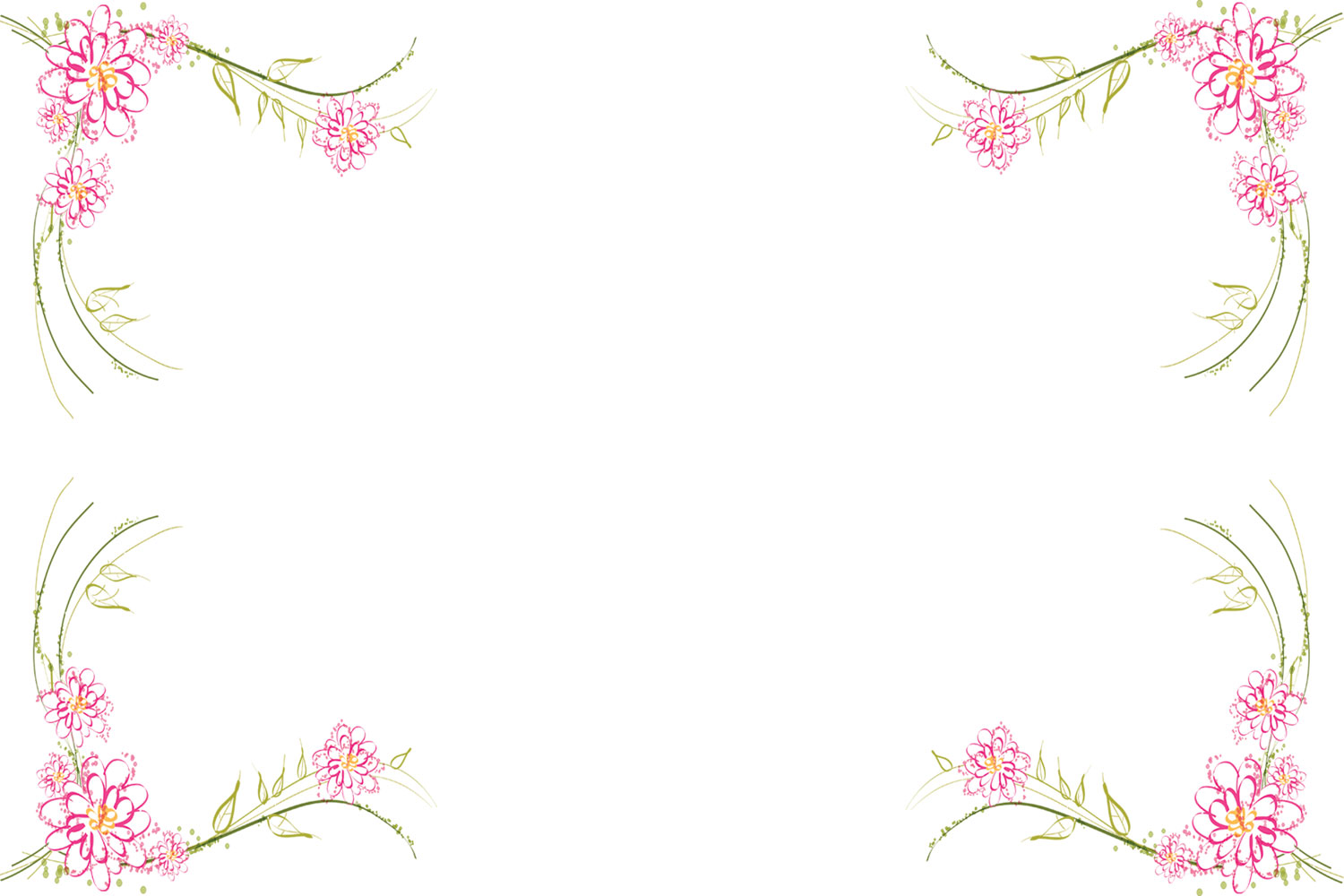 花のイラスト フリー素材 フレーム枠no 261 ピンク 枝葉