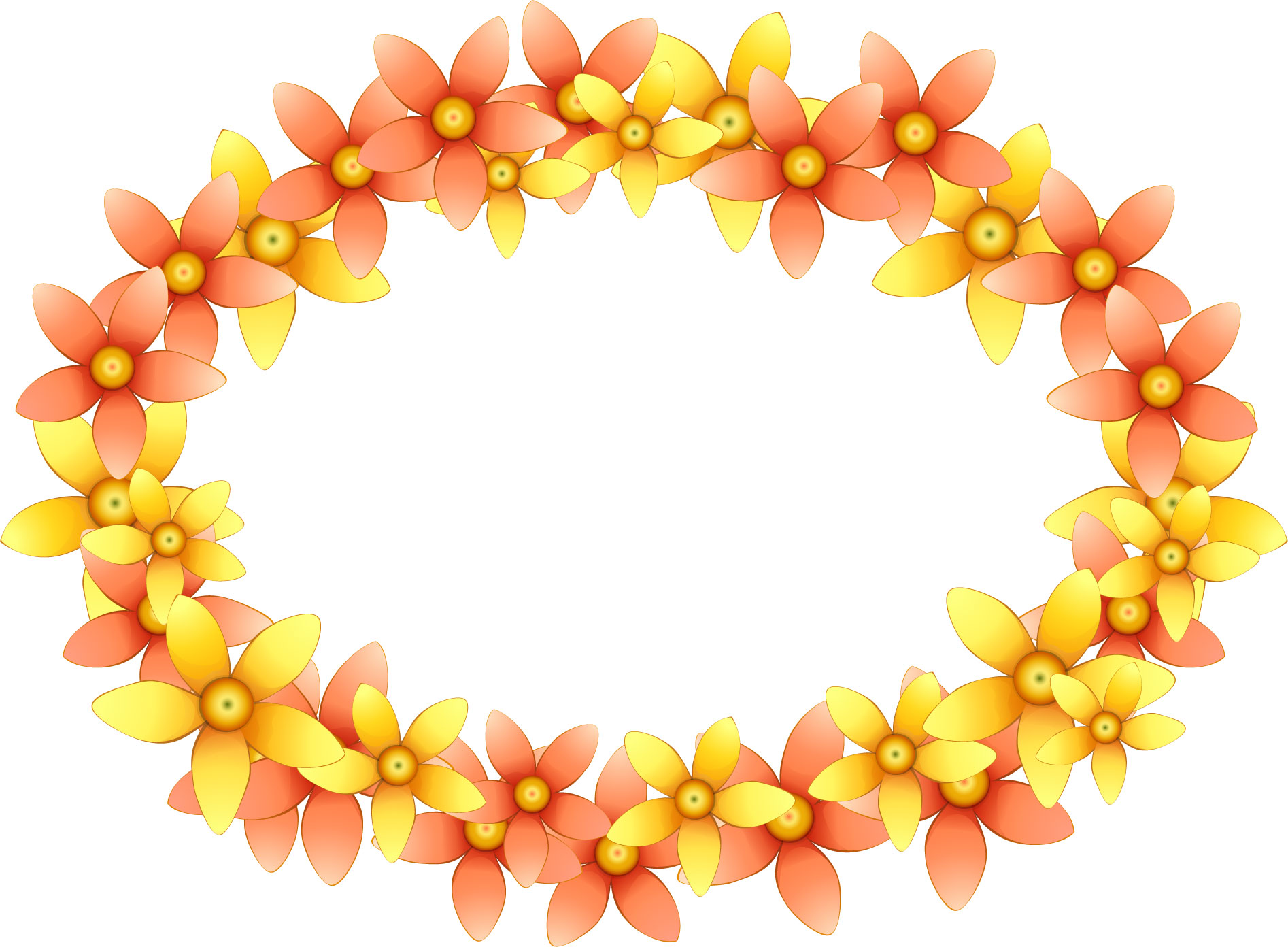 花のイラスト フリー素材 フレーム枠no 127 赤黄色の花輪