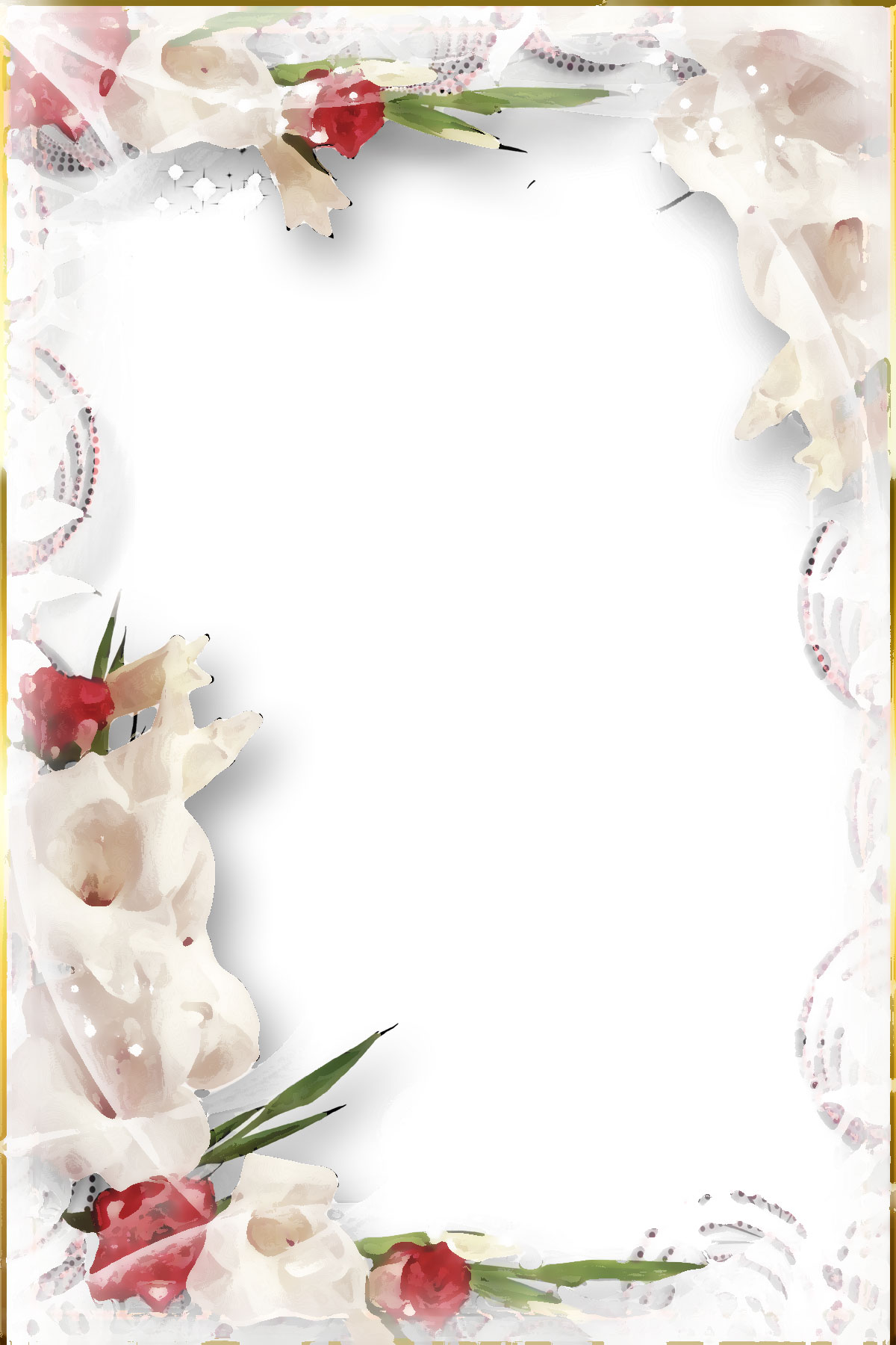 花のイラスト フリー素材 フレーム枠no 665 バラ ゴージャス レース