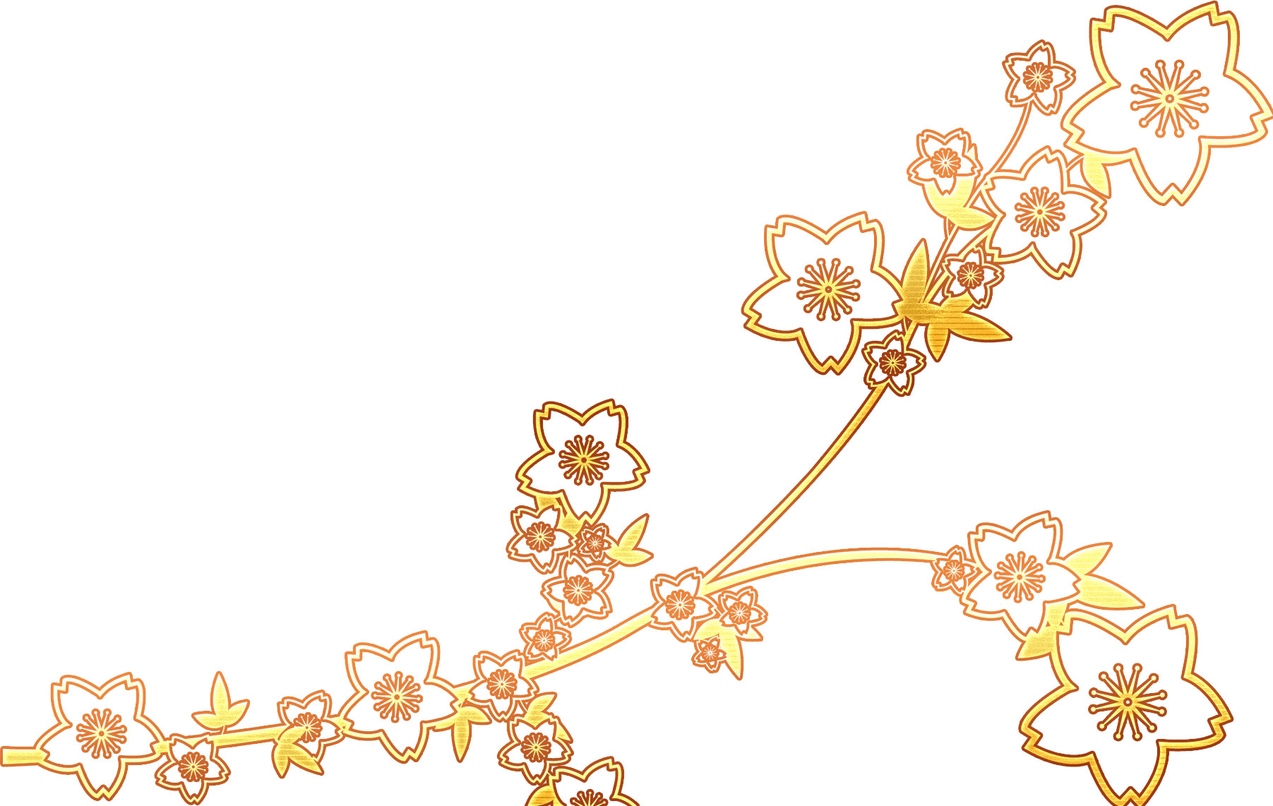 可愛い花のイラスト-桜模様・ゴールド